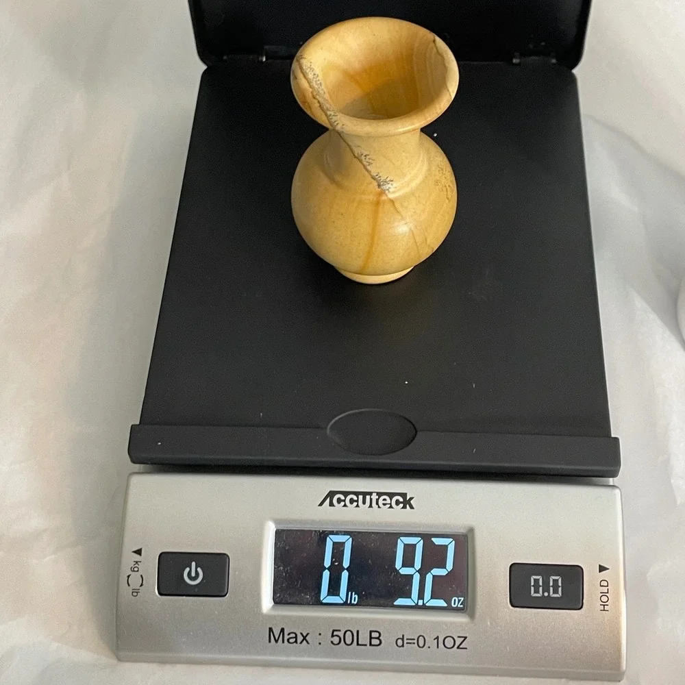 Vintage Miniature Picture Sandstone Bud Vase Hand Carved Natural Stone 3.5 Inch